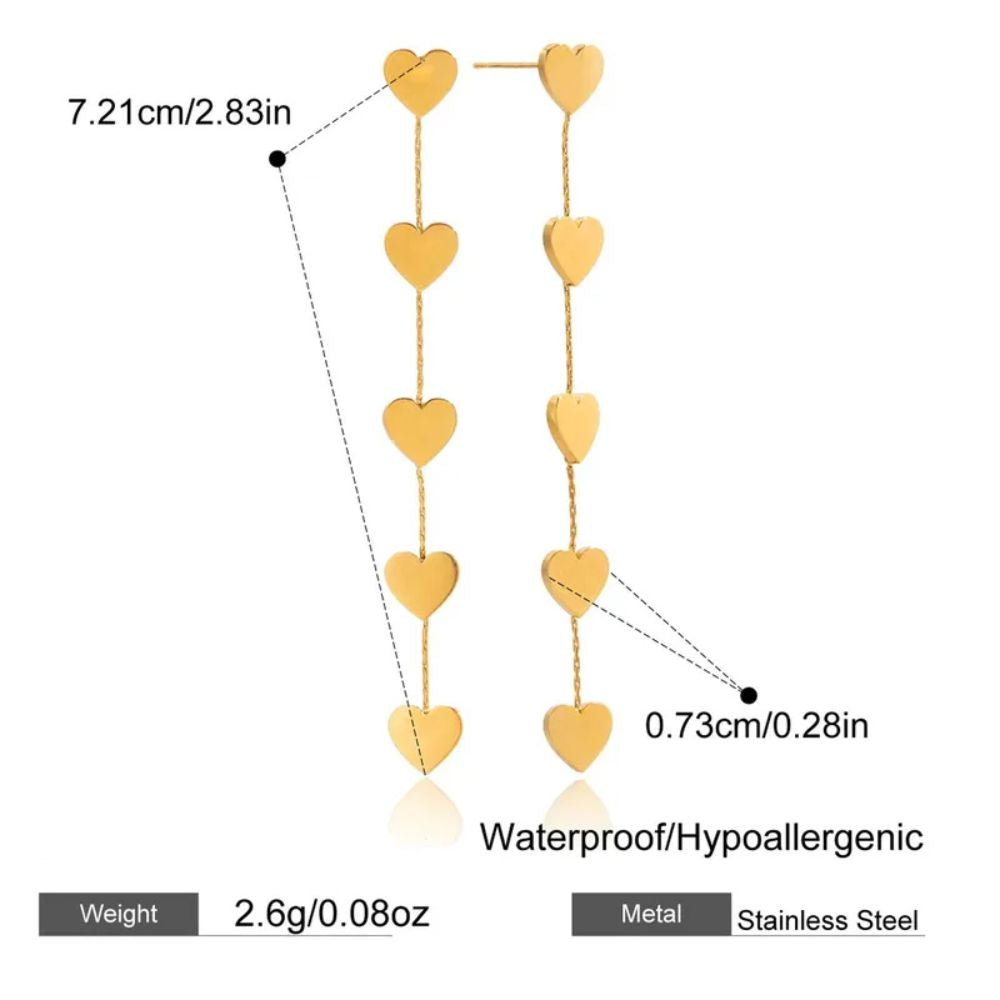 Classic Gold Plated Heart Chain Earrings