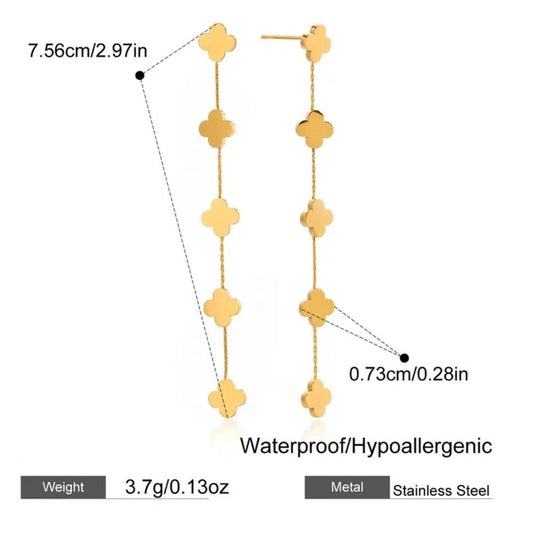 Classic Gold Plated Four Leaf Clover Earrings