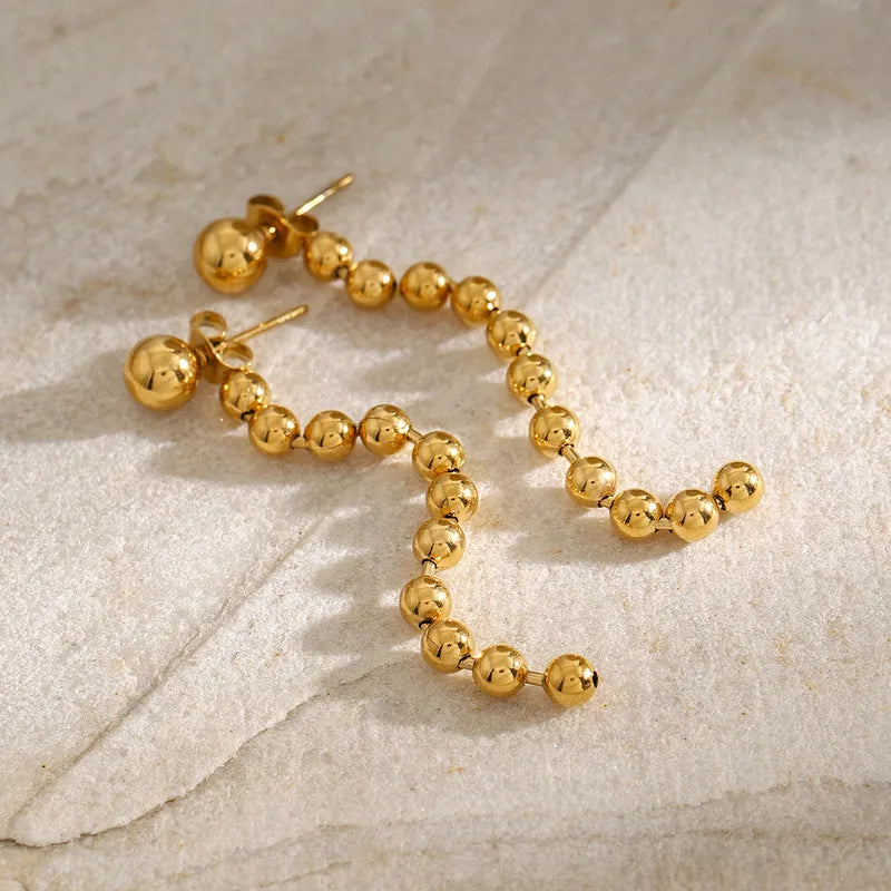 Classic Gold Plated Beaded Long Earrings
