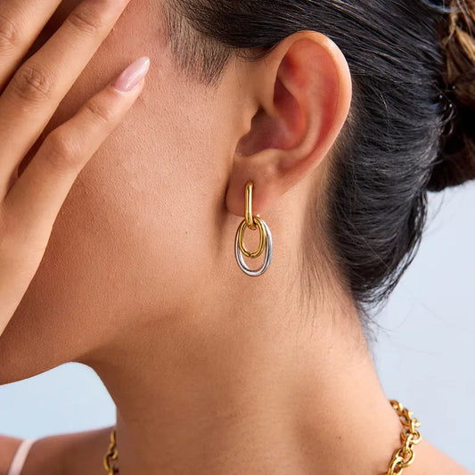 Classic Drop Sleeper Earrings, Gold plated and Silver
