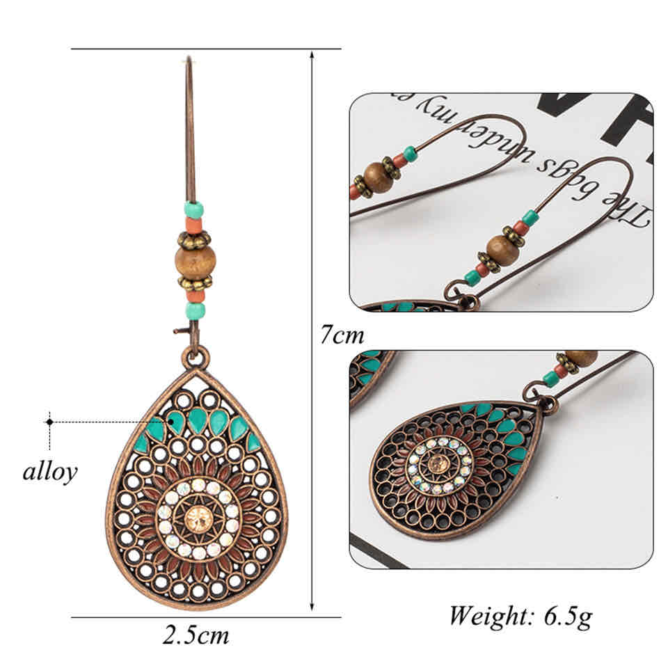 Image of an earring - Ethnic Blue - Drop Earrings - Dangle Earring (Round) by Zuzus Trove