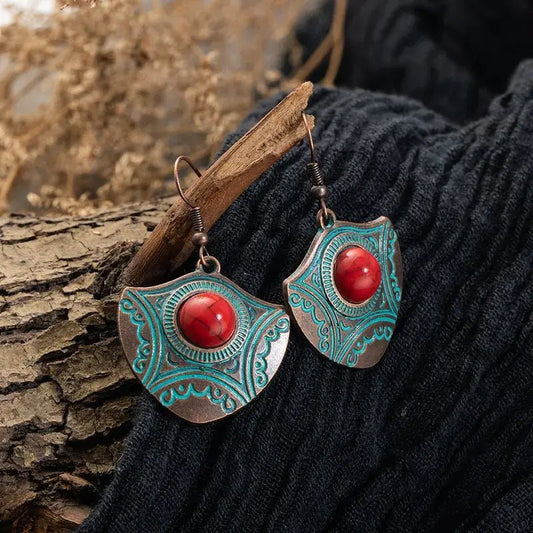 Image of an earring - Oxidised Silver Stone Earrings by Zuzus Trove
