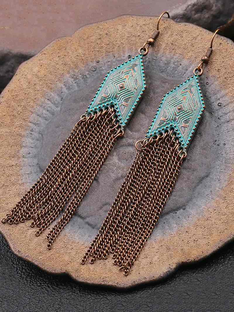 Image of an earring - Premium Boho - Chain Dangle Earrings by Zuzus Trove