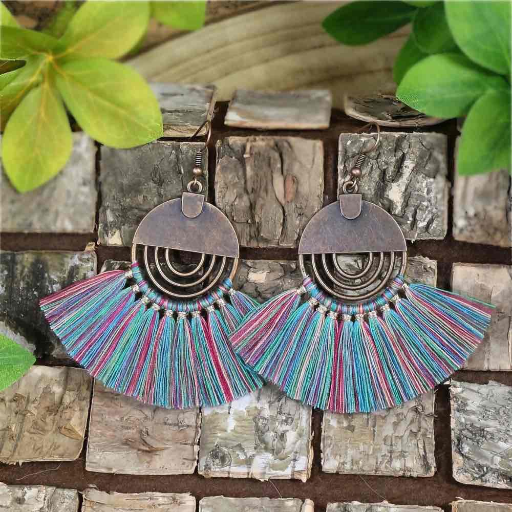 Image of an earring - Premium | Rainbow colour Tassel by Zuzus Trove