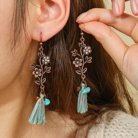 Aqua Bloom Tassel Drops