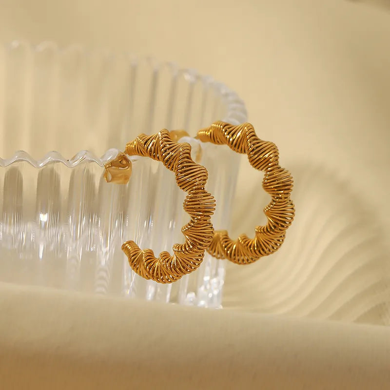 Gold Half-Moon Spiral Hoop Earrings