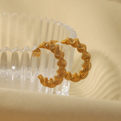 Gold Half-Moon Spiral Hoop Earrings