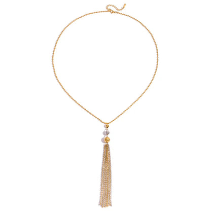 Bohemian Gold Plated Chain with Silver and Gold Tassels