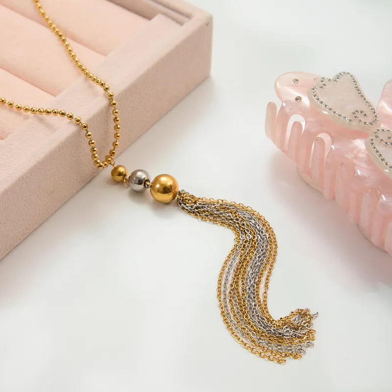 Bohemian Gold Plated Chain with Silver and Gold Tassels