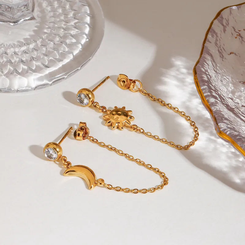 Gold Plated Hanging Chain Earrings