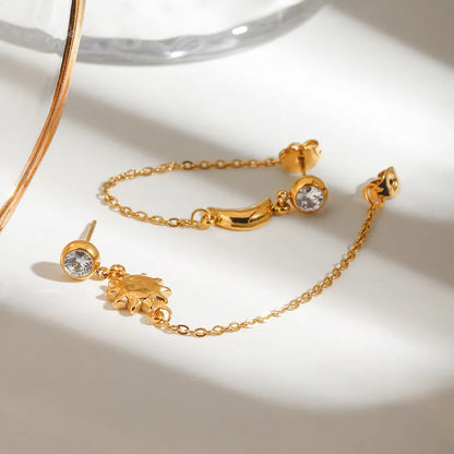 Gold Plated Hanging Chain Earrings