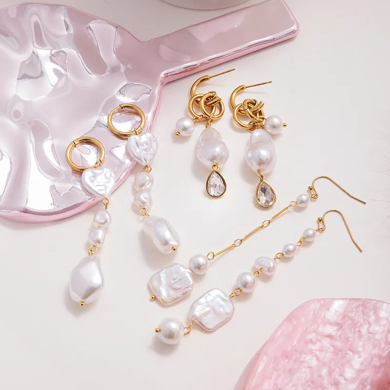 Gold and Faux Pearl Combination Earrings