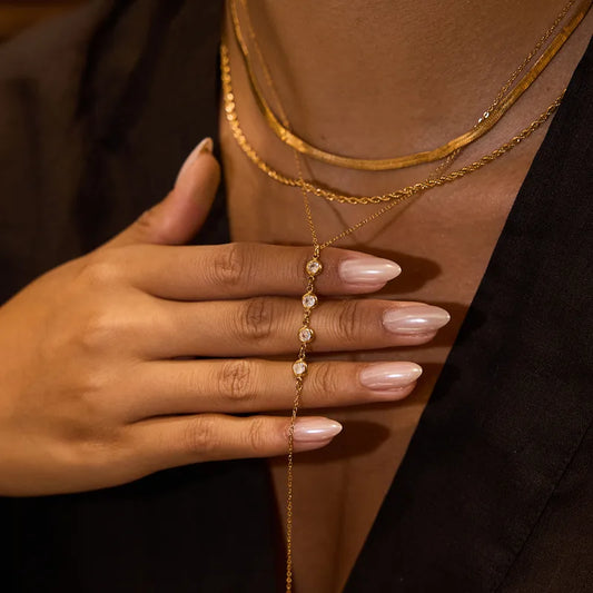 Minimalist White Zircon Pendant Y-Chain Necklace
