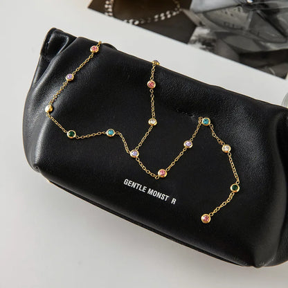 Dainty Gold Plated Y-Chain with Embedded Rhinestones