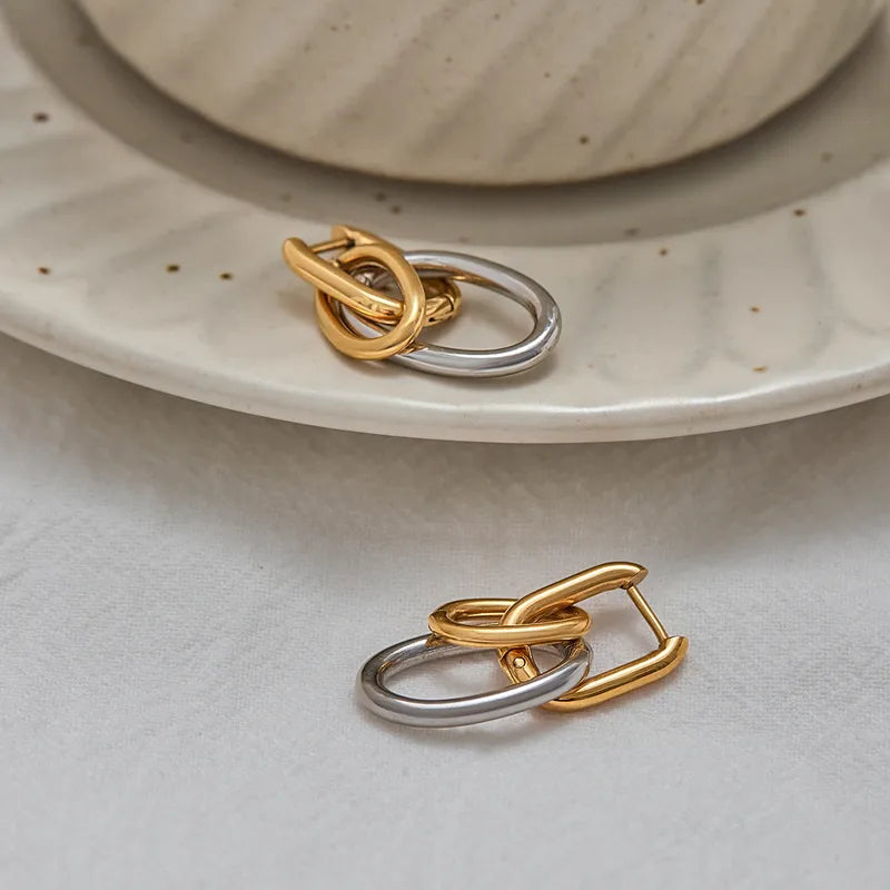 Classic Drop Sleeper Earrings, Gold plated and Silver