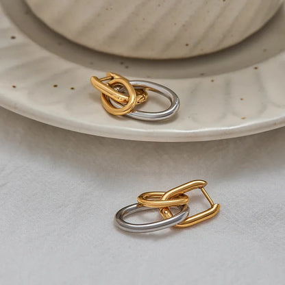 Classic Drop Sleeper Earrings, Gold plated and Silver