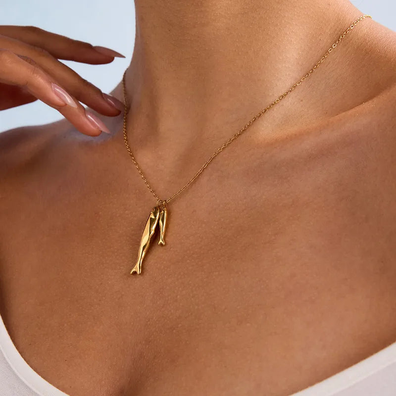 Dainty Gold Plated Chain with Fish Pendant