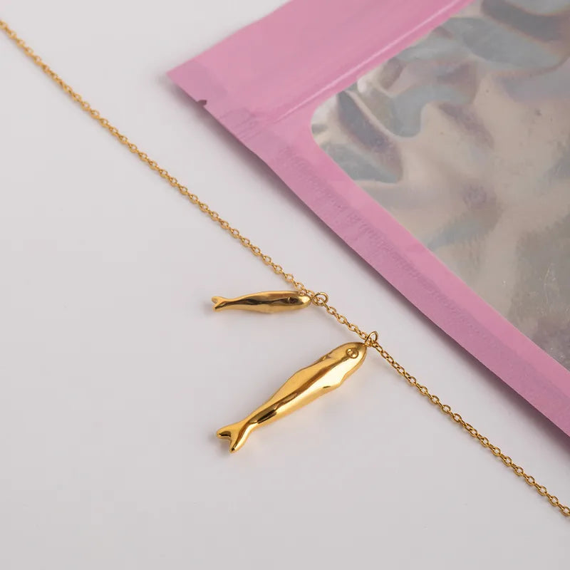 Dainty Gold Plated Chain with Fish Pendant