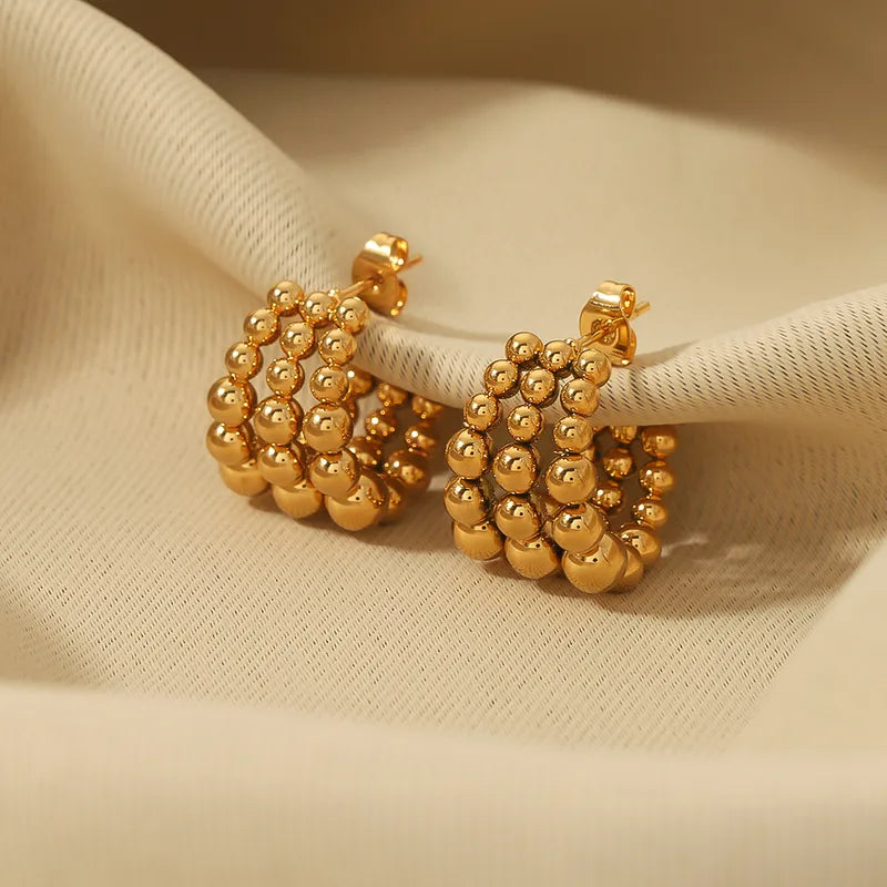 Gold Plated Beaded Huggie Earrings