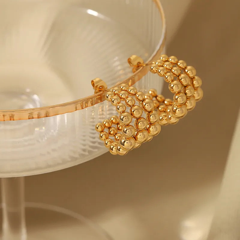 Gold Plated Beaded Huggie Earrings