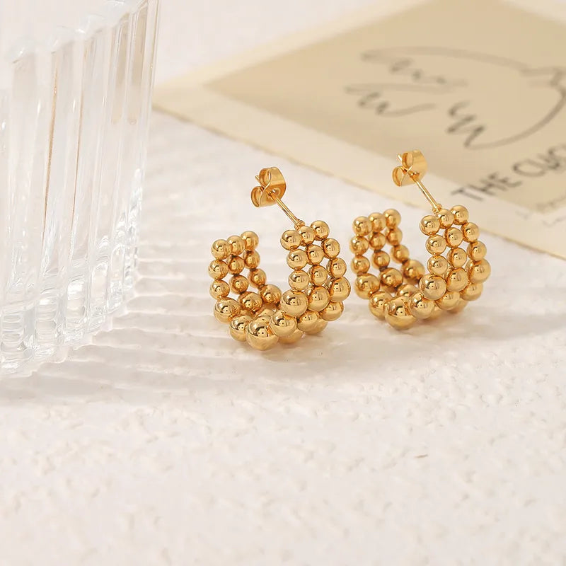 Gold Plated Beaded Huggie Earrings