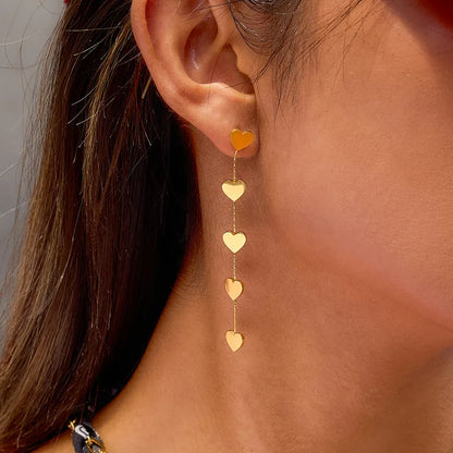 Classic Gold Plated Heart Chain Earrings