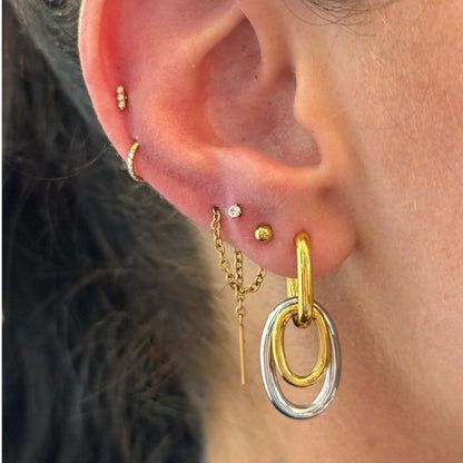 Classic Drop Sleeper Earrings, Gold plated and Silver