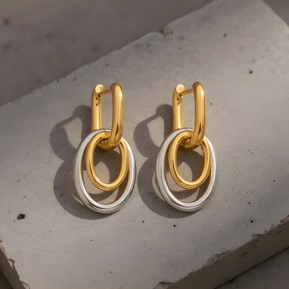 Classic Drop Sleeper Earrings, Gold plated and Silver