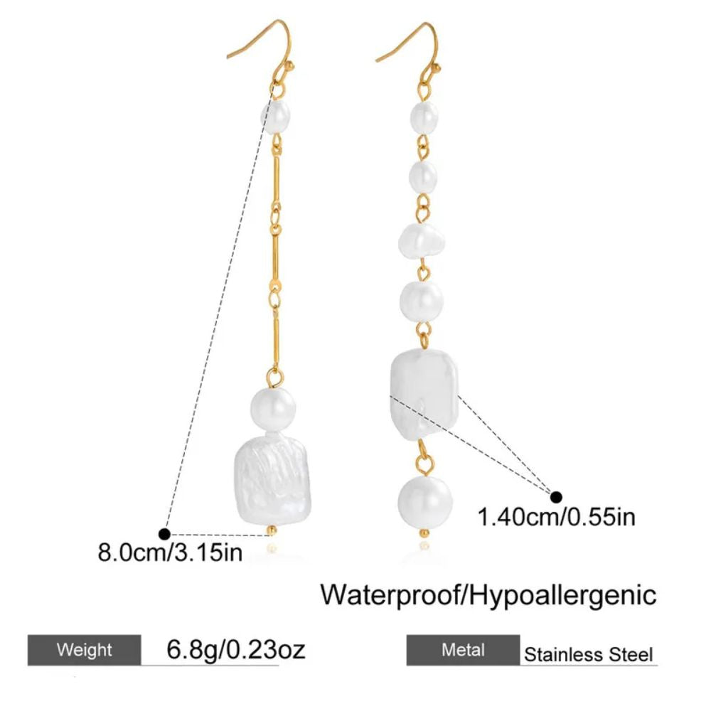 Gold and Faux Pearl Combination Earrings