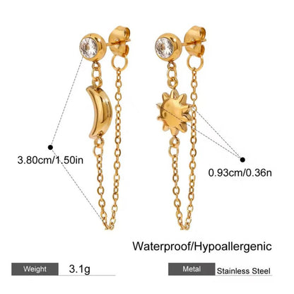 Gold Plated Hanging Chain Earrings