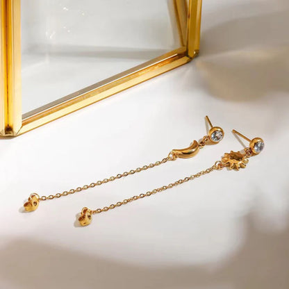 Gold Plated Hanging Chain Earrings