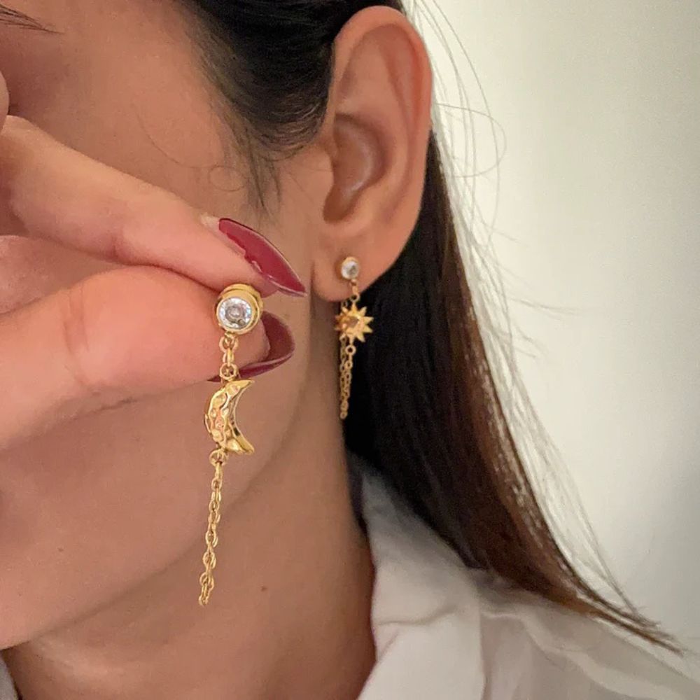 Gold Plated Hanging Chain Earrings