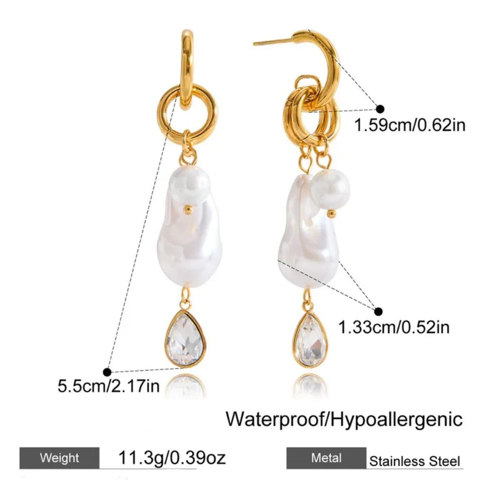 Gold and Faux Pearl Combination Earrings