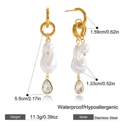Gold and Faux Pearl Combination Earrings