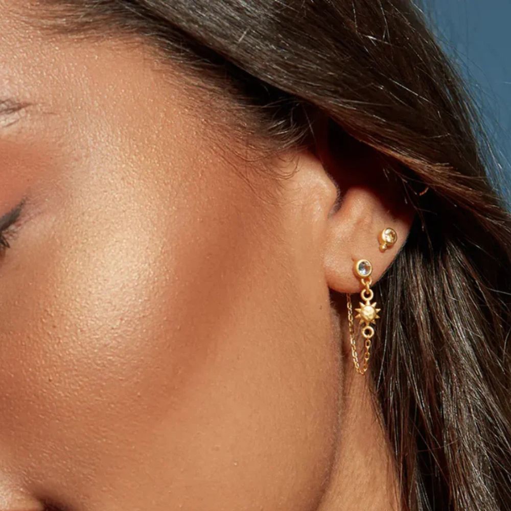 Gold Plated Hanging Chain Earrings