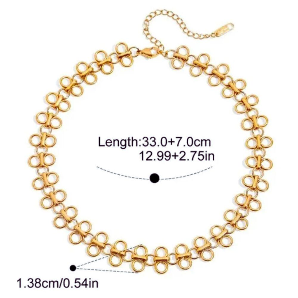 Gold Plated Hollow Four Leaf Clover Chocker