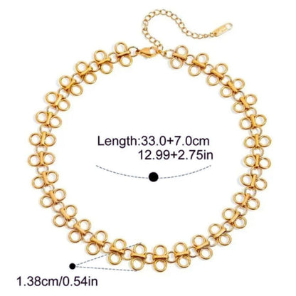 Gold Plated Hollow Four Leaf Clover Chocker