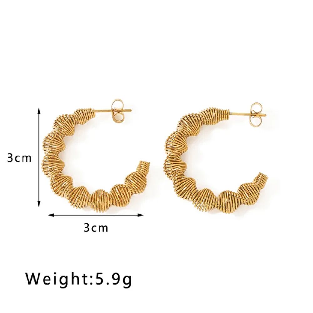 Gold Half-Moon Spiral Hoop Earrings