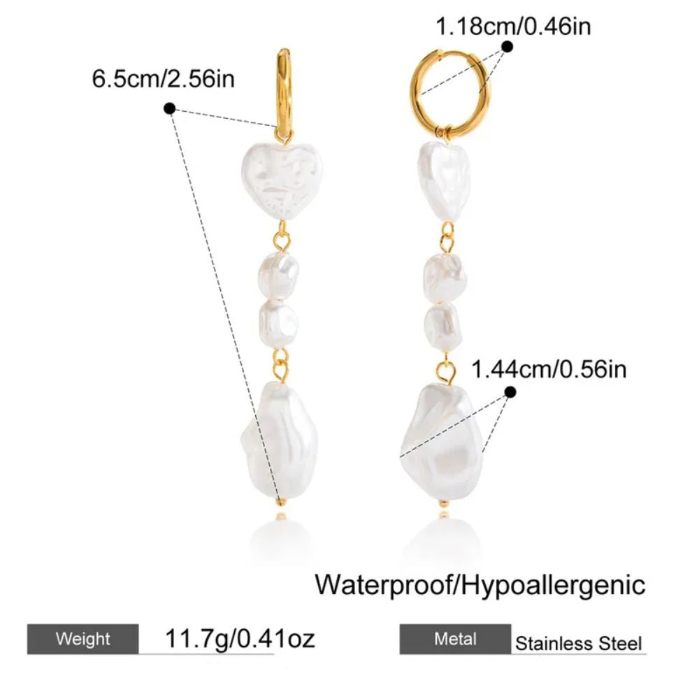 Gold and Faux Pearl Combination Earrings