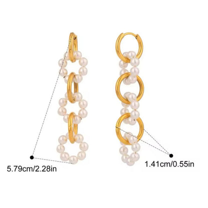 Gold and Pearl Chain Links Earrings