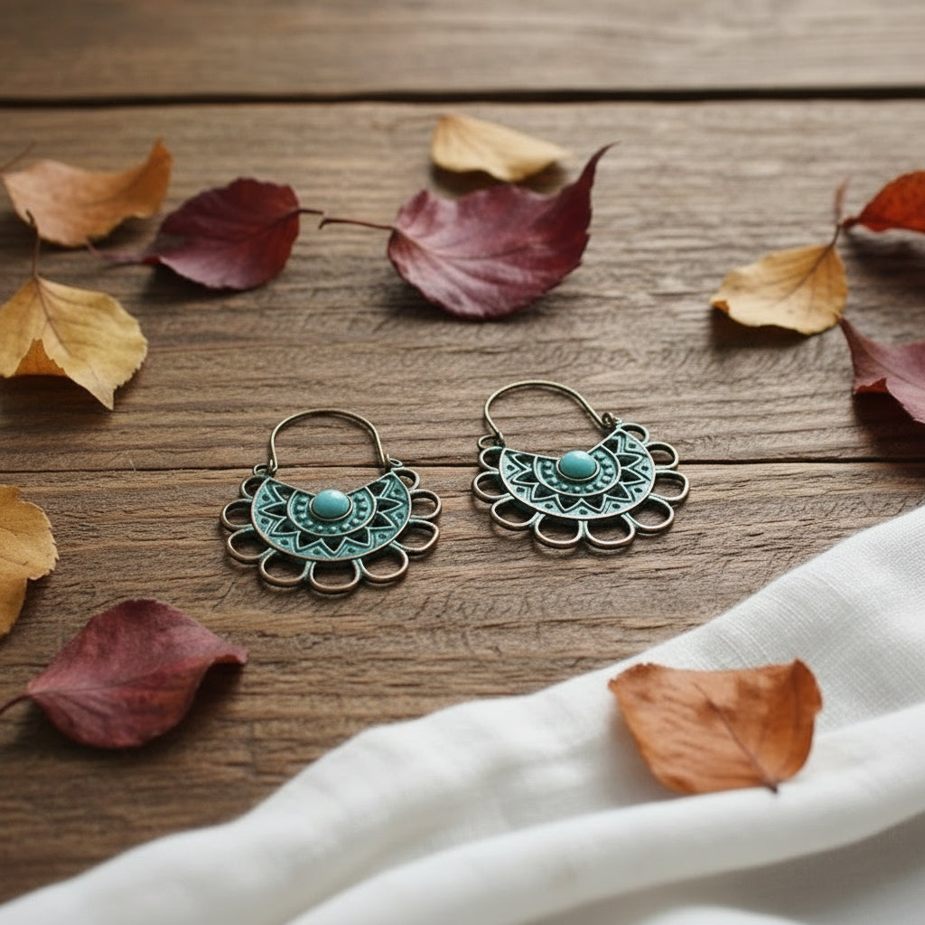 Image of an earring - Luxury - Vintage Turquoise Charm Earrings by Zuzus Trove