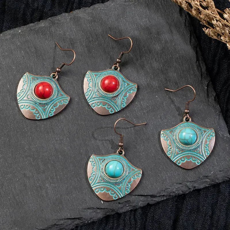 Image of an earring - Oxidised Silver Stone Earrings by Zuzus Trove