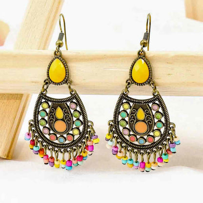Image of an earring - Premium | Ethnic Stone Drop Earrings (Yellow) by Zuzus Trove