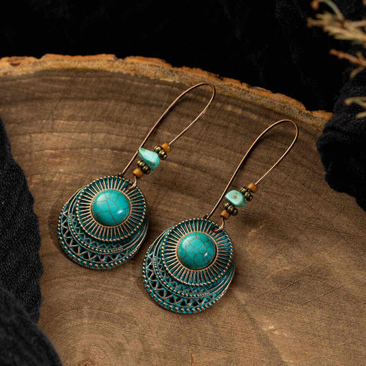 Image of an earring - Statement Ethnic Turquoise Earrings by Zuzus Trove
